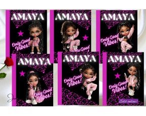 Pink Black Composition Notebook Cover Template for Girls,(9-002)